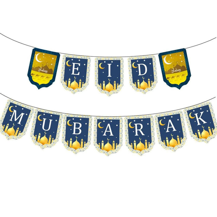 EID Mubarak Bunting - Blue & Gold