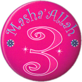 Masha'Allah Birthday Badge (Pink, Age 3)