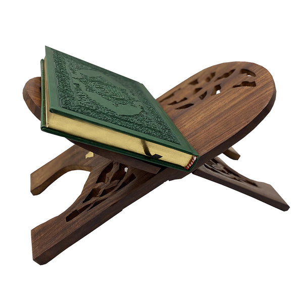 Holy Quran (Navy and Green) with Quran Holder Small size (13 * 7)