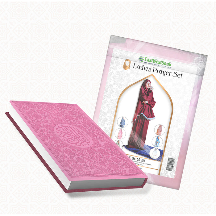 Holy Quran - Spectrum colors with Women's Prayer Dress 2 Pieces (Pink)