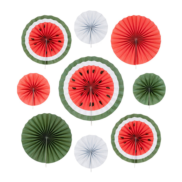 Ramadan & Eid Hanging Decoration (Set of 9 Watermelon Paper Fans)