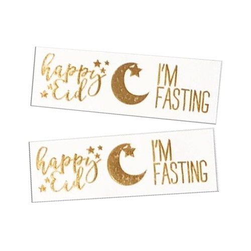 Gold Flash Tattoos ("Happy Eid", Crescent & Star, and "I'm fasting”)