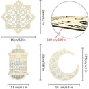 Wooden Geometric Hanging Eid Mubarak Decorations - Laser Cut Rustic Moon Star Lantern